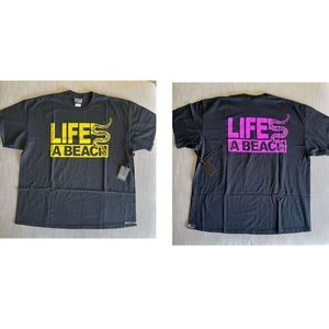 Lifes A Beach Shirt Men XL Black Graphic Crewneck Cotton